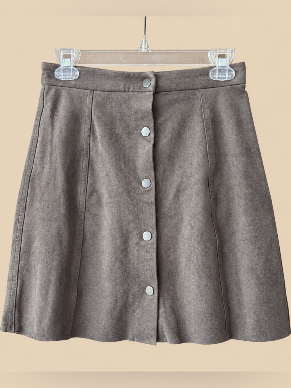 Wilfred Grey Suedette Button Front Mini Skirt 6